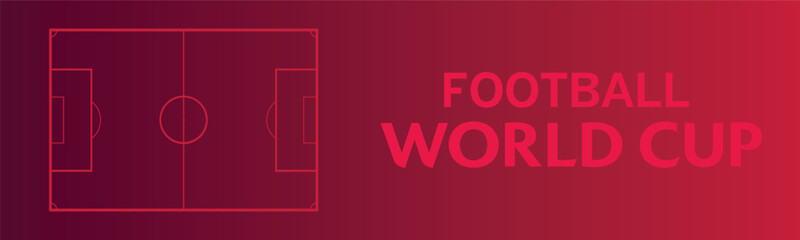 Football World Cup with Football Field with Red Background, Vector Illustration Abstract Editable image