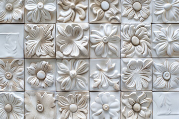 Ceramic tiles with intricate patterns or relief designs. Ceramic tile textures provide a polished and decorative backdrop, ideal for conveying elegance and sophistication.