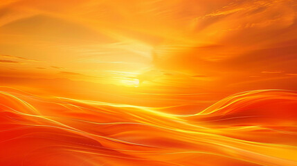 Sunset Orange Background with Abstract Wavy Design