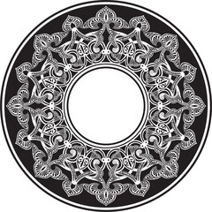 Vector monochrome round oriental ornament. Arabic patterned circle of Iran, Iraq, Turkey, Syria. Persian frame, border. For sandblasting, laser and plotter cutting.