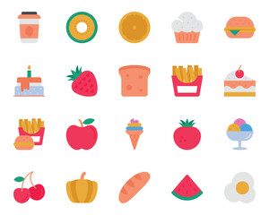 Flat color icons set for Food.