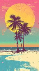 Tropical no Text beach tree. - obrazy, fototapety, plakaty