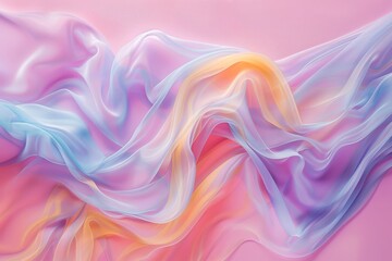 Obraz premium A digital art of flowing pastel silk on a pink background