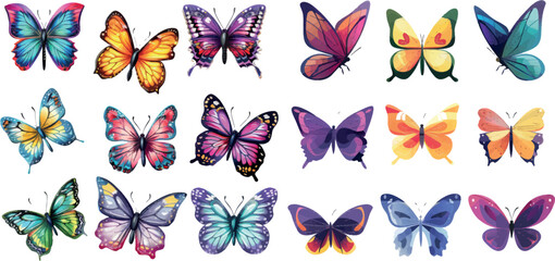 Colorful butterflies icons