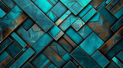 Geometric Tech Art in Slate Gray with Electric Blue Accents.
