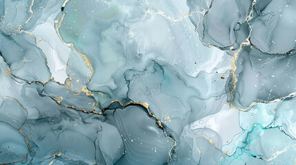 Glossy Surface with Marble-like Texture in Pale Gray and Electric Blue Ink.