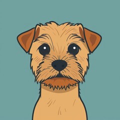 Border Terrier dog cartoon flat illustration minimal line art