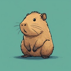 capybara cartoon flat illustration minimal line art