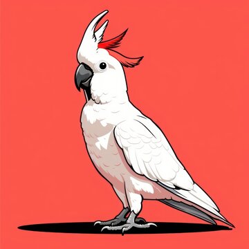 recommend clip art: cockatoo bird cartoon flat illustration minimal line art