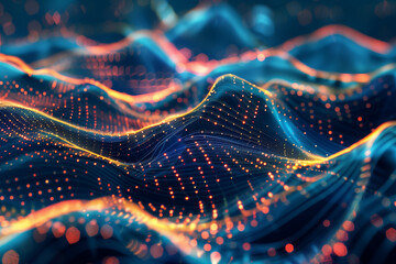 Digital background for tech, AI, data, audio, graphics. Generative AI