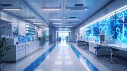 Modern Laboratory Elegance. A Look Inside with State-of-the-Art Equipment and Stylish Blue Accents