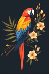 flat illustration of parrot with calming colors