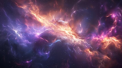 Galactic nebula with swirling colors, cosmic and mysterious, digital art, rich purples and blues, avoid scientific depiction