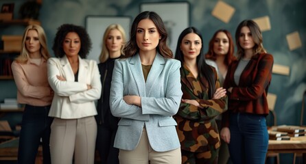 Fototapeta premium Business Women Business Leadership advertise transformative strategies that drive competitive advantage and collective success, anchored in Business Teamwork