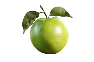 Crisp Green Apple Glowing in Peaceful White Space. On Transparent Background.