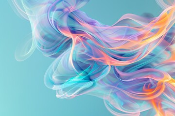 Colorful digital smoke intertwining on a teal background