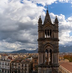 bell towers and rooftop with cupolas of the Palermo Cathedral