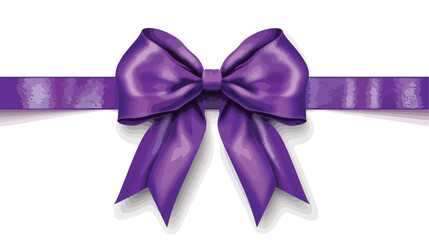 Bow from purple satin ribbon on white background Vector