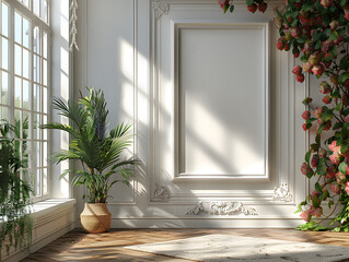 European Elegance: White Frame Mockup Capturing Essence of Modern Apartment