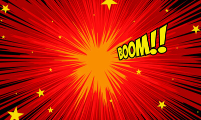 Boom comic background with exploding effect