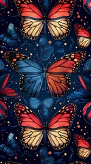 Butterfly pattern, decorative and natural, vector design, colorful and repetitive, seamless style, no detailed insect anatomy