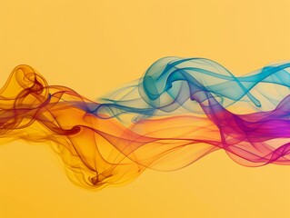 Colorful smoke waves flow on a warm background