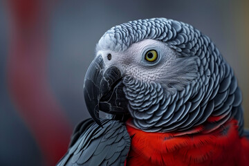 african grey parrot, close up. Generative AI