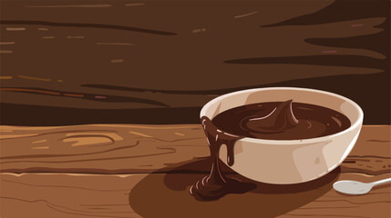 Bowl with molten chocolate on table Vectot style Vector