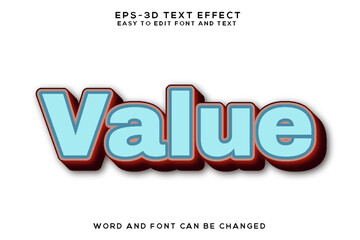 Value editable 3d text effect