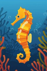 flat illustration of seahorse with calming colors