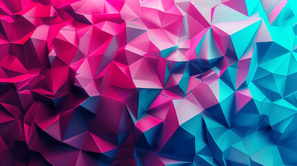 Fototapeta premium Cyan with Magenta Accents in Polygon Art