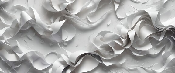 3D background abstract art paper white color illustration, AI generated