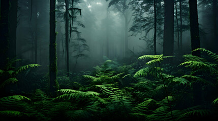 Obraz premium A forest with a dark forest in the background