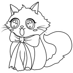 Pink cute cat doodle style