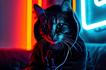 cat on a black background Generatve Ai