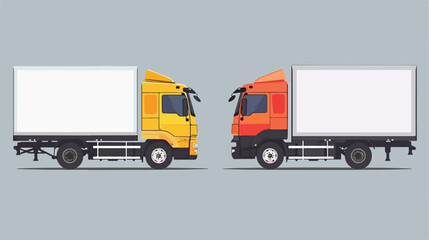 Cargo truck two angle set. Vector flat style illustration
