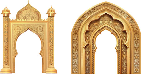 Oriental golden gate or moroccan arch - 797727486