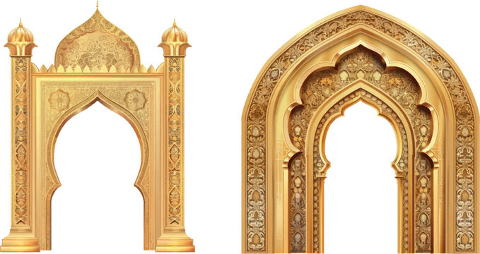 Oriental golden gate or moroccan arch