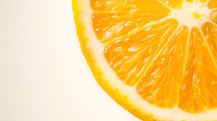 Half of an orange with a refreshing look, vivid and colorful on a pristine background, representing healthy eating