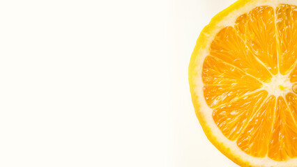 Half of an orange with a refreshing look, vivid and colorful on a pristine background, representing healthy eating