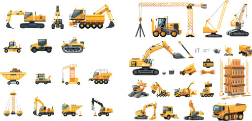 Construction machinery and building construction equipment icons - 797728098