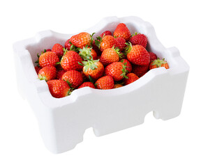 Strawberries in a box, isolated