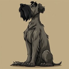 Irish Wolfhound dog cartoon flat illustration minimal line art