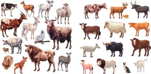 Farm animals. Domestic farm animal collection