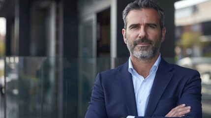 Fototapeta premium Confident businessman standing with folded arms