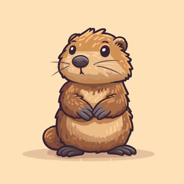 recommend clip art: mole cartoon flat illustration minimal line art