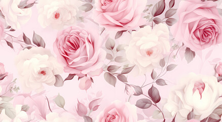 Roses and leaves in soft pink tones