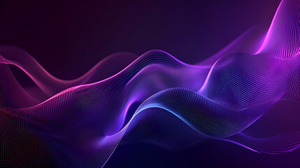 Abstract graphics. Colorful neon digital curves, or sound wave, on a black background,Blue and purple modern beautiful background. background with space for copy
