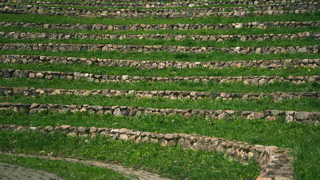 Rhythms, stands of cobblestones in nature