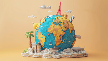 Explore the World: Illustration Celebrating World Tourism Day with Globe 